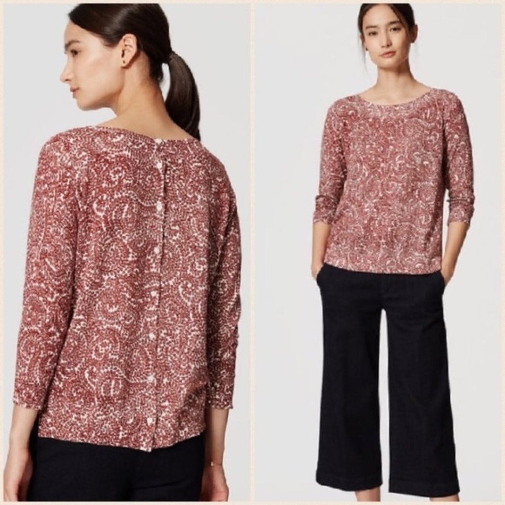 LOFT | Button Back Maroon Cardigan